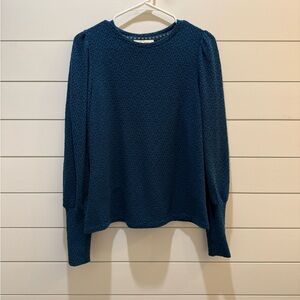 Les Serein Elegant Teal Blue Women's Top, Medium